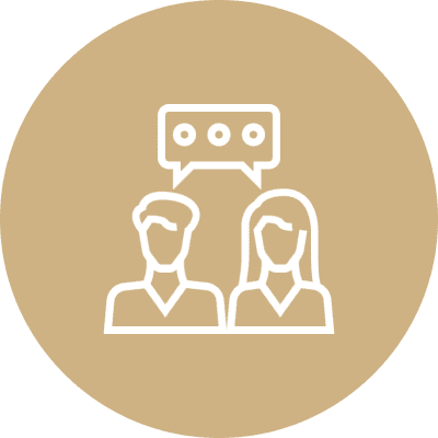 Conversation icon in beige circle
