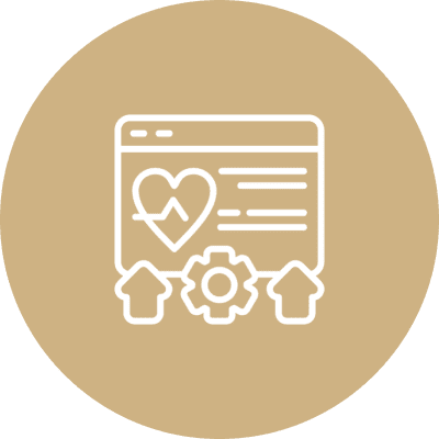 Heart and gears illustration on website